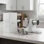MTG INC White & Grey 3-in-1 Rotary Cheese Grater and Vegetable Slicer with Interchangeable Blades - Image 2