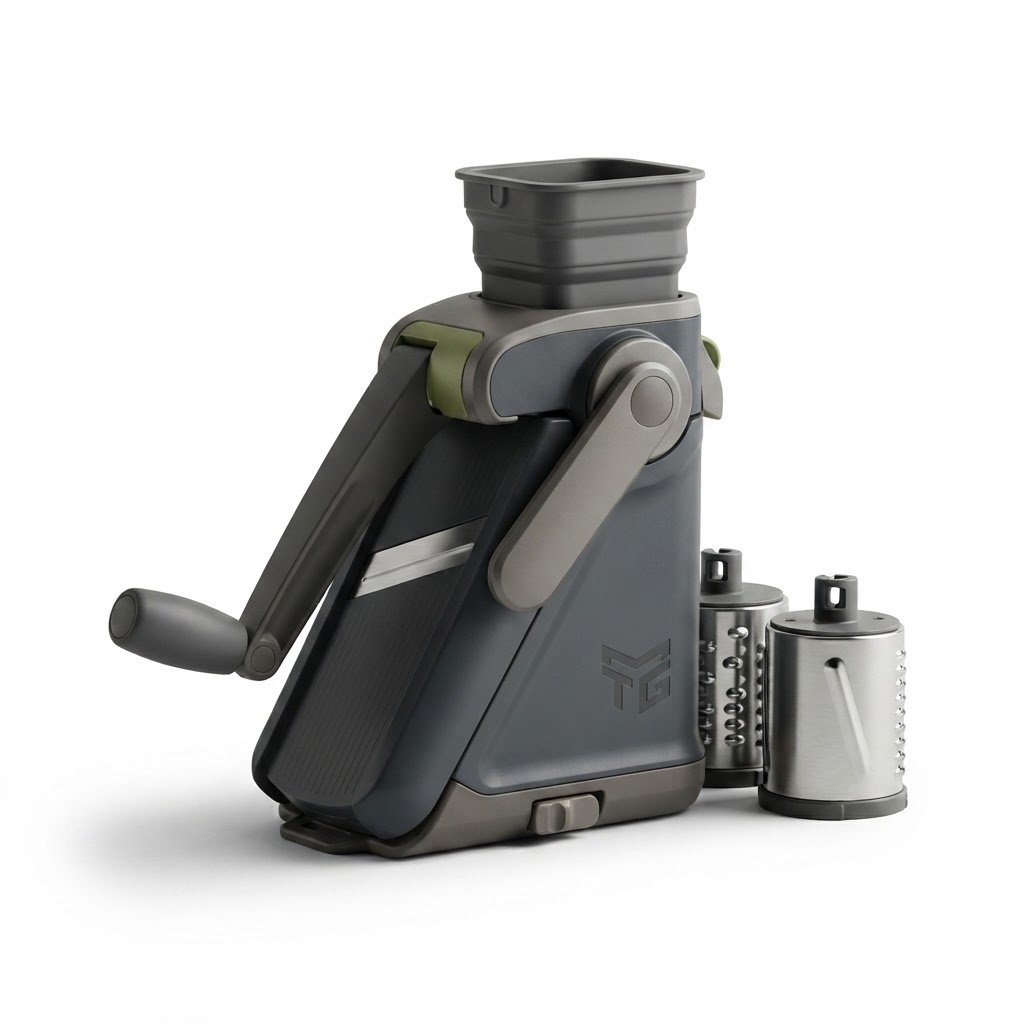 Product 3 (1) MTG INC Foldable Rotary Cheese Grater and Vegetable Slicer with Compact Storage Design - Image 1