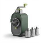 MTG INC Vertical 3-in-1 Rotary Cheese Grater and Vegetable Slicer with Compact Tower Design
